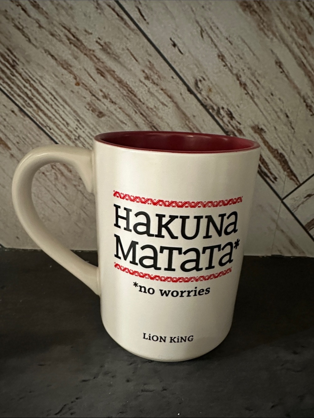 Lion King Hakuna Matata Red-Accent Mug by